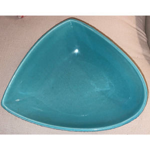 Haeger USA Pottery White speckled rectangular dish turquoise